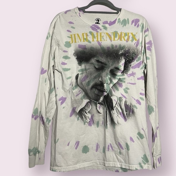 Other - Jimi Hendrix Tie Dye Purple Green White Long Sleeve Graphic Shirt
